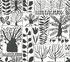 Primitive Trees Black & White Wallpaper by Inspired by Color Designer Black & White Resource Library Covers about 60.8 square feet 27-in by 27-ft long roll Prepasted 24 - Swanky Fabrics -