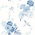 Deja Blue Floral Wallpaper by Brewster Designer Brewster Essentials Covers about 56.4 square feet 20.5-in by 33-ft long roll Unpasted 20.9 - Swanky Fabrics -