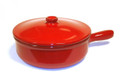 Piral 3.5 Quart Terracotta Saucepan with Cover, Single Handle, Red