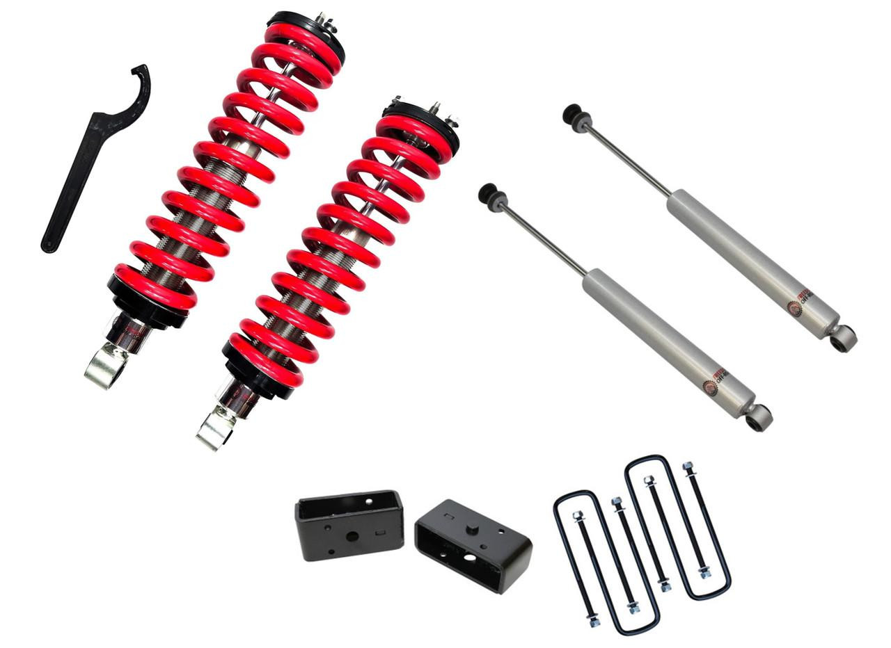 1-4 Inch Adjustable Coilovers 3 Inch Rear Lift Blocks and