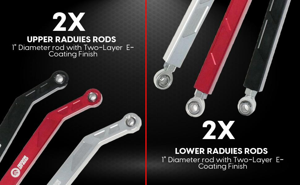 High Clearance Heavy Duty Radius Rod Set (4) - Red 14-16 Polaris