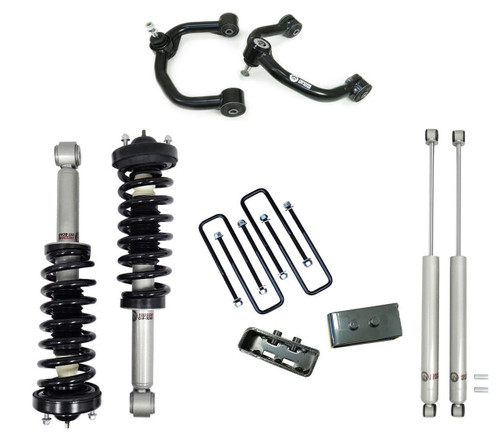 Freedom Off-Road Front 3.5" Lift Struts w/ Rear 3" Blocks, Shocks, and Front Upper Control Arms #FO-F804-35-KIT+FO-F704FU 