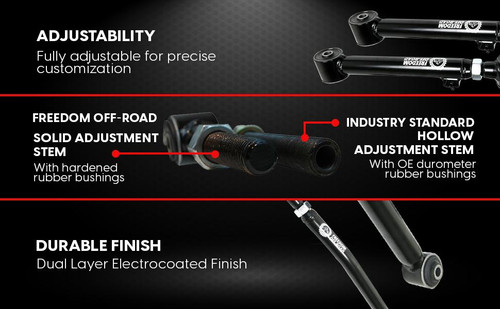 Freedom Off-Road Adjustable Front Upper + Lower Control Arms for 0-4" Lift #FO-J704FU-ADJ+FO-J704FL-ADJ 