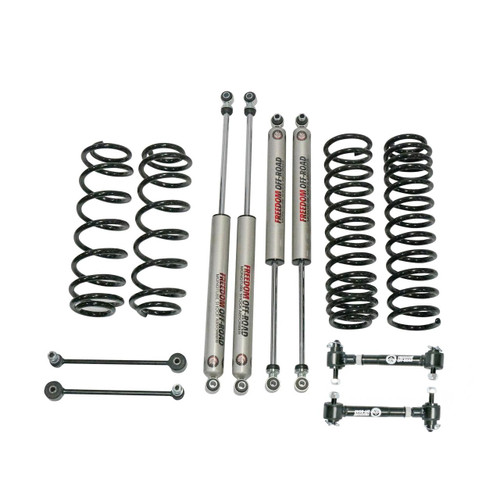 Freedom Off-Road 4"(4DR)/4.5"(2DR) Lift w/ Coil Springs, Monotube Shocks, Adjustable Front End Link Disconnects, and Fixed Rear End Links #FO-J303-MO-ADJ-KIT 