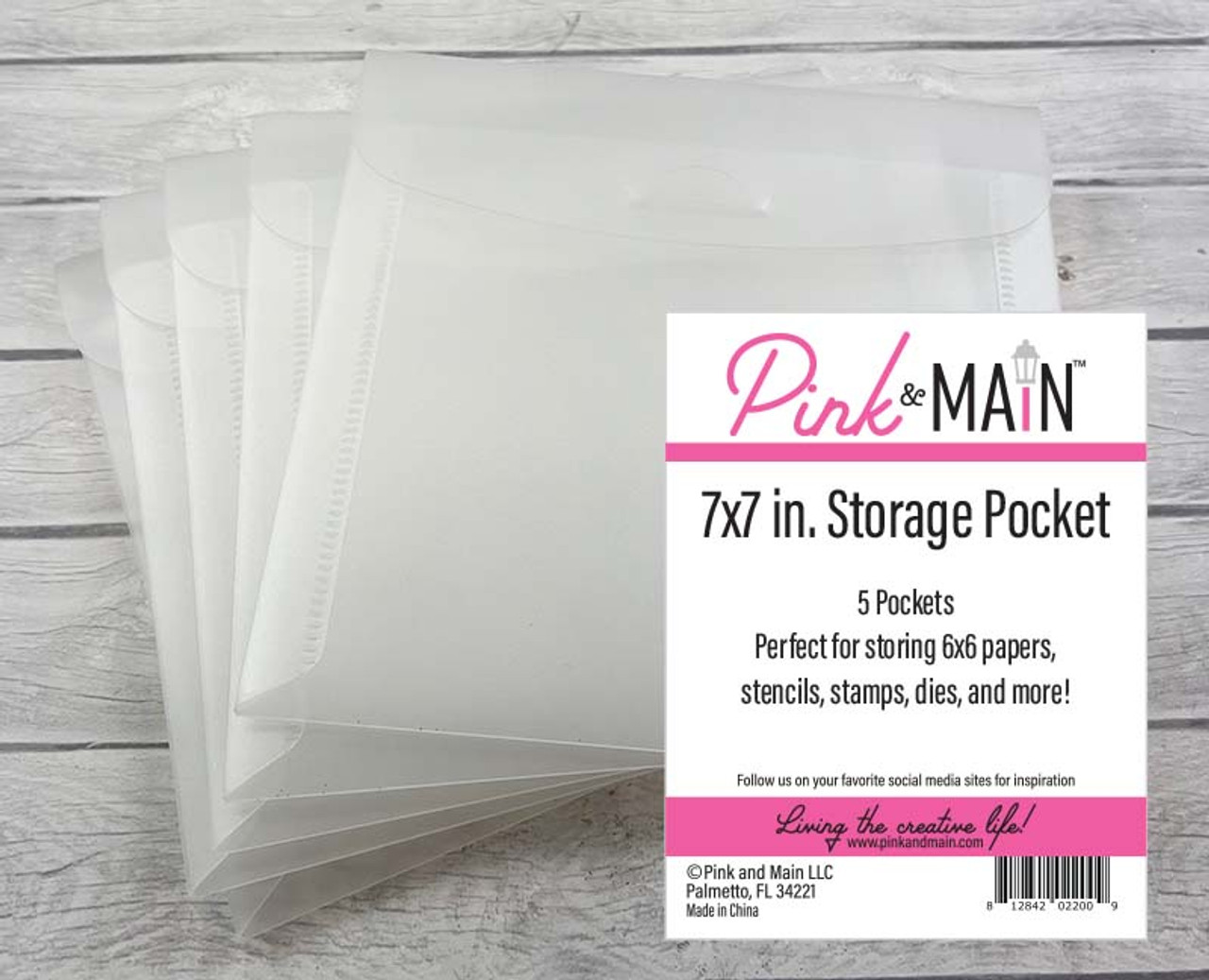 7x7 inch Storage Envelope Pockets - Pink and Main LLC
