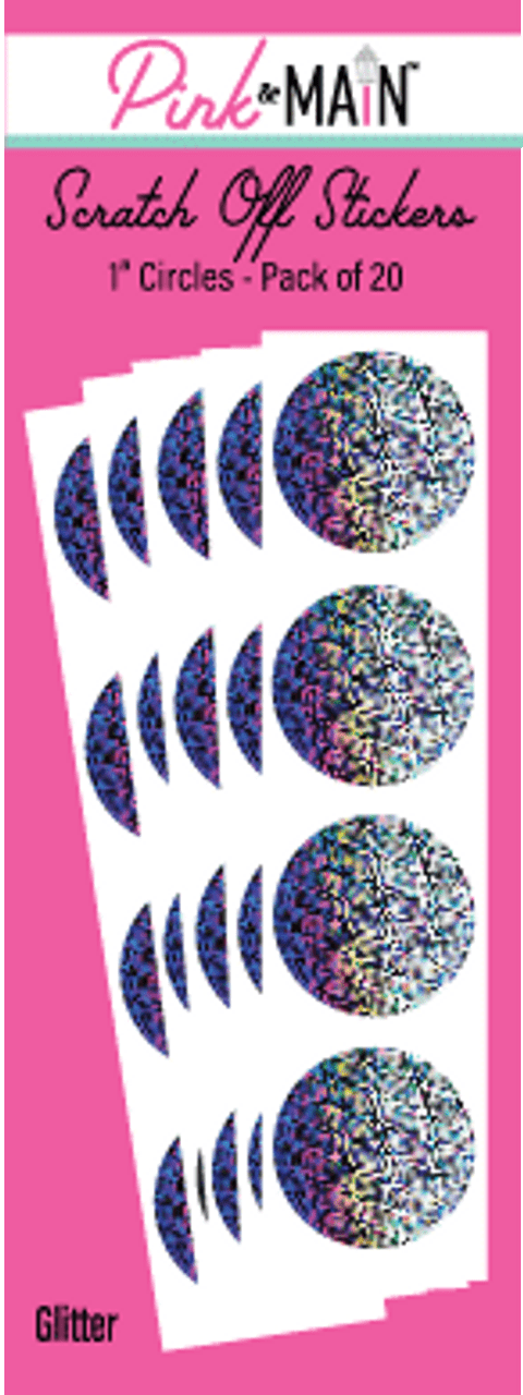 Glitter 1 Circle Scratch Off Stickers - Pink and Main LLC