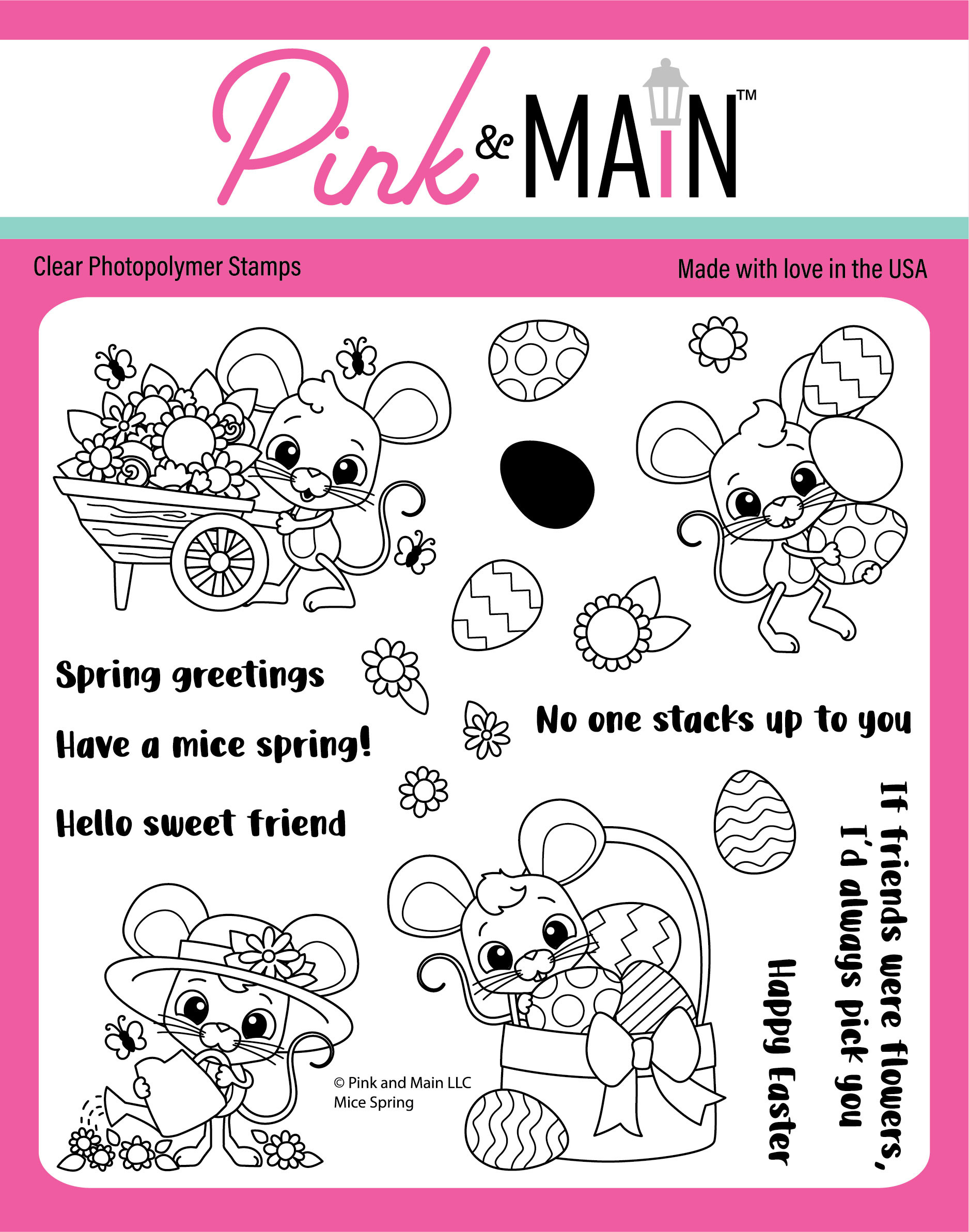 Pink and Main All Stamps Category Clear Photopolymer Stamps Made in the USA
