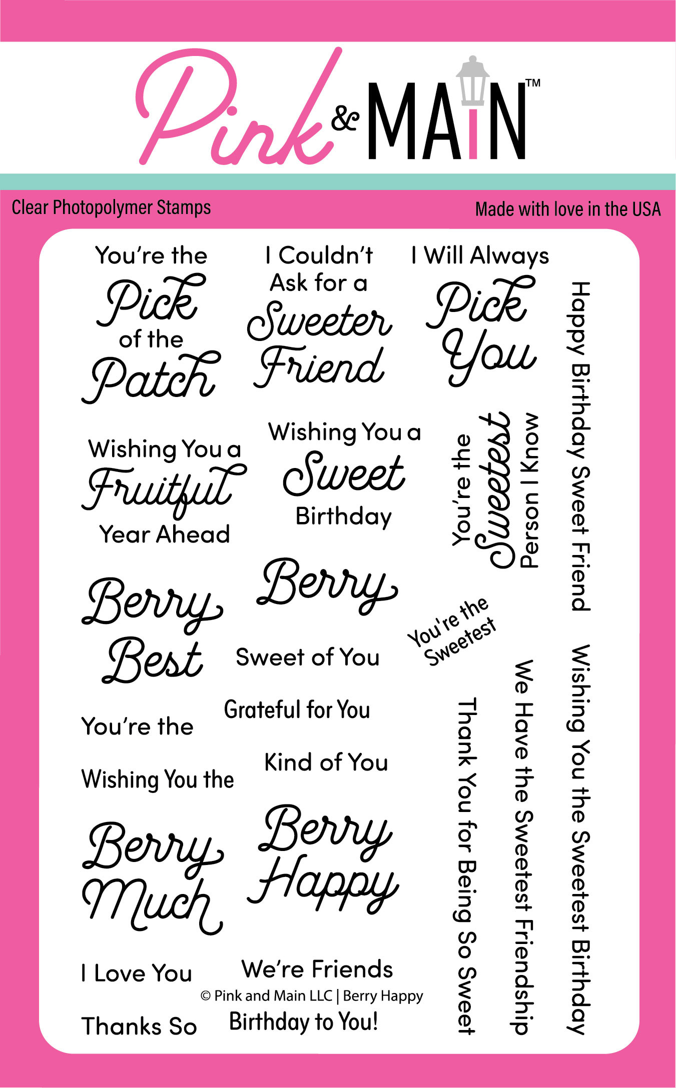 Pink and Main All Stamps Category Clear Photopolymer Stamps Made in the USA