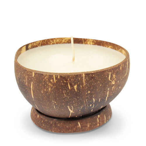 Creamy Coconut - Large Coconut Bowl Candle with Base