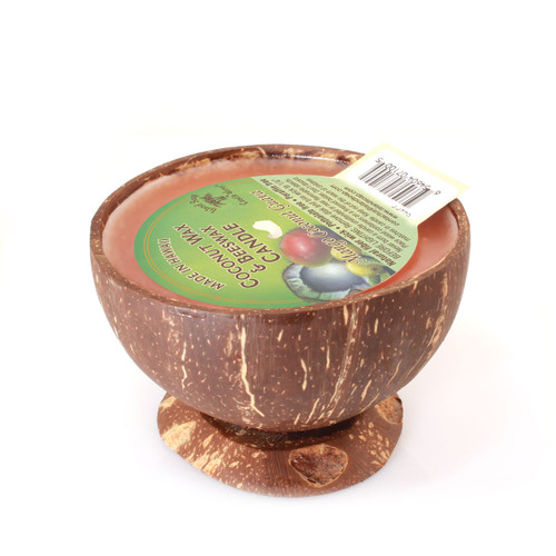 Mango Coconut Guava - Small Coconut Bowl Candle with Base