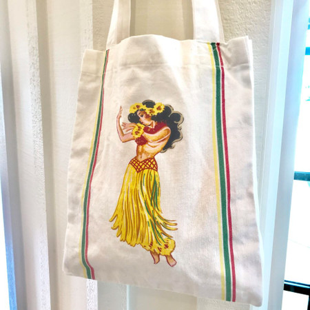 フラ ガール トートバッグ HULA GIRL TOTE Hawaiiana Style Hula Girl Tote Bag - Island Soap & Candle Works