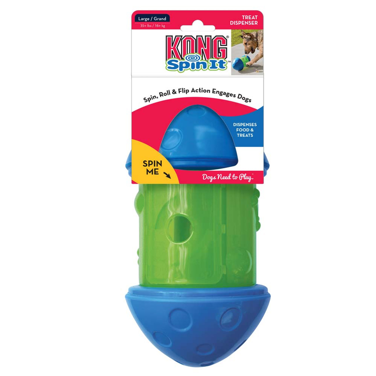 KONG Spin It Treat Dispenser Toy Green/Blue LG (DD)