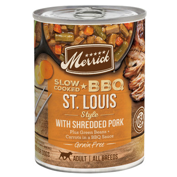 Merrick Slow-Cooked BBQ St. Louis Style Shredded Pork Canned Food 12 / 12.7 oz 022808284079