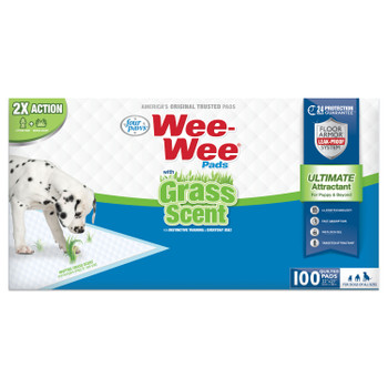 Four Paws Four Paws Wee-Wee Ultimate Attractant Dog Pee Pads with Grass Scent Grass Scented 100 Count
