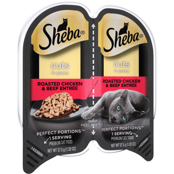 Sheba PERFECT PORTIONS Chicken and Beef Cuts Cat Wet Food 24ea/2.6 oz, 24 pk 023100125305