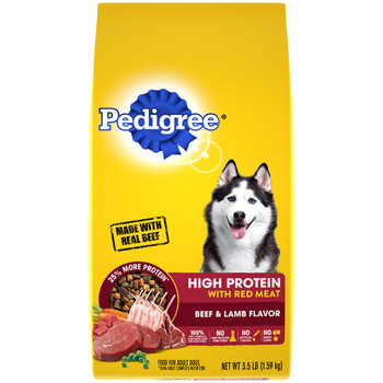 Pedigree High Protein Adult Dry Dog Food w/Red Meat Beef & Lamb 3.5lb