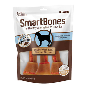 SmartBones Artificial-Free Classic Bone Chew Dog Treat Peanut Butter 12 oz 3 ct LG