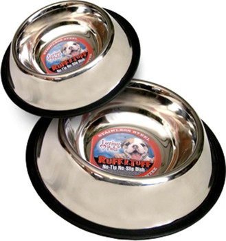 Loving Pets Traditional No-Tip Stainless Steel Dog Bowl Silver 16 Ounces