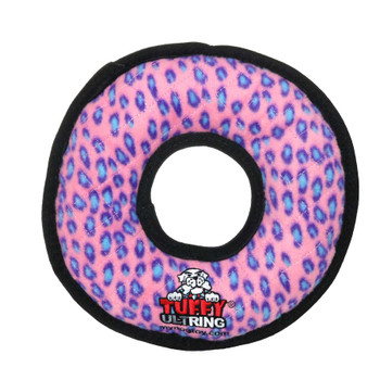 Tuffy Ultimate Ring Durable Dog Toy Pink Leopard 11in