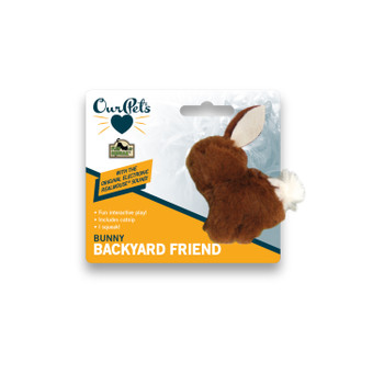 OurPets Play-N-Squeak Backyard Bunny Catnip Toy Brown