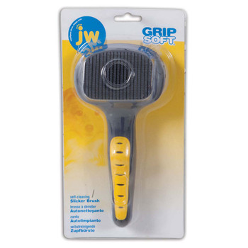 JW Pet Self-Cleaning Slicker Grey/Yellow SM