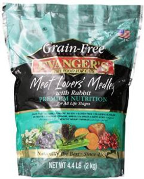 Evangers Grain Free Meat Lover's Medley With Rabbit Dry Cat Food-4.4-lb-{L-1} 077627401312