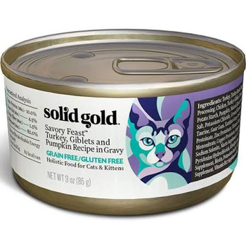 Solid Gold Grain Free Savory Feast Turkey And Giblets Recipe Canned Cat Food-3-oz, Case Of 24-{L+1} 093766479036