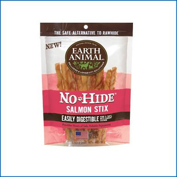 Earth Animal's No-Hide Salmon Stix gives new meaning to dog treats.  No-Hide is one of the first chews of its kind and hide free!  At last, a safer, healthier, better alternative to Rawhide.Their No-Hide Salmon Stix is a long-lasting, 100% digestib"