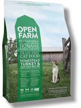 Open Farm is the first dry cat food to be Certified Humane, using humanely raised meat from local farms and ranches, wild ocean whitefish caught using sustainable practices, and fresh, locally harvested fruits and vegetables.  Recipes contain fully t"