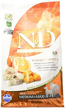 Farmina N&d Grain-free Pumpkin Codfish & Orange Adult Dog Medium & Maxi 5.5lb {L+1} 8010276036629