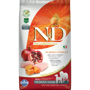 Farmina N&d Grain-free Pumpkin Chicken & Pomegranate Adult Dog Medium & Maxi 5.5lb {L+1x} 8010276033260