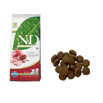 Farmina N&d Natural And Delicious Grain Free Mini & Medium Puppy Chicken & Pomegranate Dry Dog Food-26.4-lb-{L+1x} 8010276020086