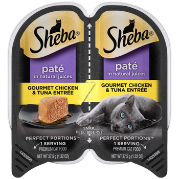 Sheba Perfect Portions Pate Wet Cat Food Gourmet Chicken & Tuna 2.6oz