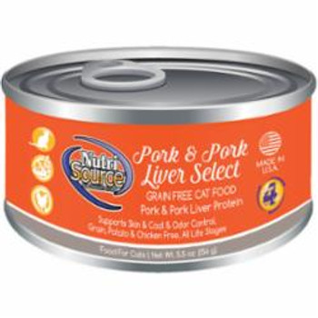 Tuffy Nutrisource Grain Free Pork & Pork Liver Select Canned Cat Food-5.5-oz, Case Of 12-{L+1x} 073893022046