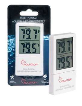 Aquatop External Dual Digital Aquarium Thermometer White