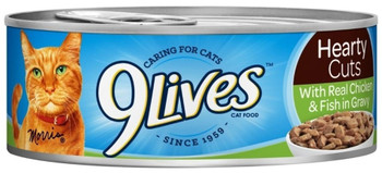 9 Lives Hearty Cuts With Real Chicken And Fish In Gravy Canned Cat Food-5.5-oz, Case Of 24-{L+1} 10079100003201