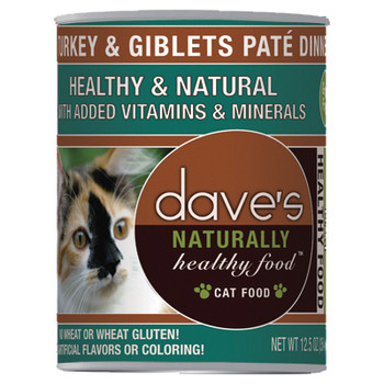 Dave's Naturally Healthy Turkey And Giblets Pate Dinner Canned Cat Food-12.5-oz, Case Of 12-{L+x} 685038113245