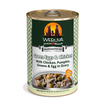 Weruva Green Eggs And Chicken Canned Dog Food Is Full Of Boneless, Skinless, And Cage-free White Breast Chicken And Fresh Peas In Gravy For Your Little Carnivore. Weruva Always Guarantees Their Chicken Is Free Of Added Antibiotics And Hormones For A Healt