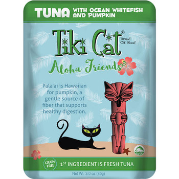 Tiki Cat Aloha Friends Grain Free Tuna With Ocean Whitefish And Pumpkin Cat Food Pouch-3-oz, Case Of 12-{L+1x} 693804430069