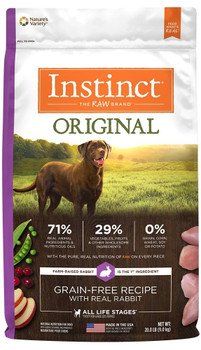 High Animal Protein, Grain-free Recipe Guided By Our Belief In Raw, Instinct Original Grain-free Recipe With Real Rabbit Unlocks Your Dogs Potential To Thrive. Farm-raised Rabbit Is The First Ingredient  Packed With Animal Protein For Strong, Lean