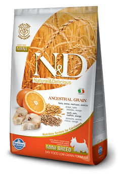 Farmina N&d Natural And Delicious Low Grain Mini Adult Codfish & Orange Dry Dog Food-5.5-lb-{L+x} 8010276036599