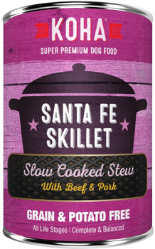 Koha Santa Fe Skillet Slow Cooked Stew Provides A Nutritious High-quality Protein Combination That Is Grain, Potato, And Carrageenan Free. Now Dogs Can Enjoy The Savory Taste Of Beef And Pork Inspired By The Southwest. Feed As A Complete And Balanced Meal