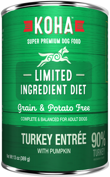 For All Dogs, Especially Those With Stomach Or Skin Sensitivities.&#13;&#10;&#13;&#10;koha Limited Ingredient Entrees Are Ideal For Elimination Diets And Rotational Feeding. Our Turkey Entree Contains Premium Usa Turkey Meat. All Limited Ingredient Diets