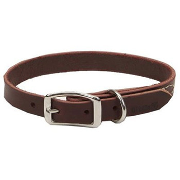 Collar is made from Latigo leather, which has exceptional strength, and durability. This Latigo Round Collar is rounded over lengthwise, and is beautifully sewn together. Made from full, top grain leather distinguished by natural markings. Each collar has it's own unique character.