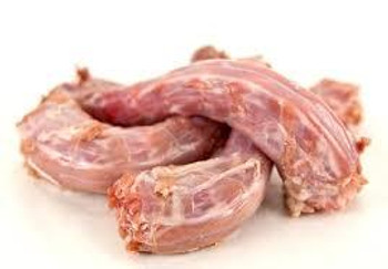 Raw frozen duck Necks. Excellent raw meaty bone for cleaning teeth.