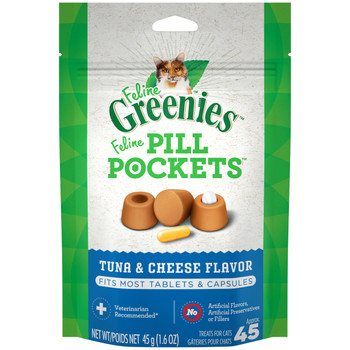 Greenies Feline Pill Pockets Cat Treats Tuna & Cheese 1.6oz 45ct