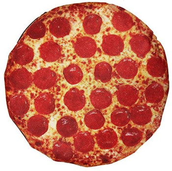 Pizza is a favorite among humans, so why not provide your dog a toy to enjoy while we eat a slice. This 10" Squeaky Pizza is sure to provide an exciting playtime. It features a loud squeaker and has a nylon canvas covering. Product Benefits: 10" Diameter Nylon Canvas Includes Pizza Box Squeaks!