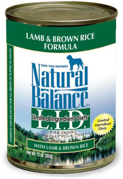 Natural Balance Limited Ingredient Lamb & Brown Rice Canned 12/13 oz. {L-1} 236408 723633071130