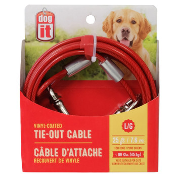 Dogit Tie-Out Cable, Large, 25', Red 022517717943
