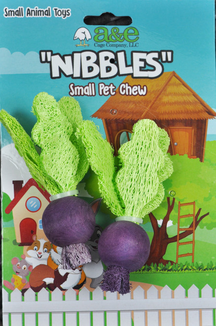 A & E Cages Nibbles Small Animal Loofah Chew Toy Turnips